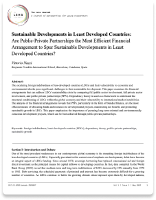 Sustainable Developments in Least Developed Countries: Are Public-Private Partnerships the Most Efficient Financial Arrangement to Spur Sustainable Developments in Least Developed Countries?